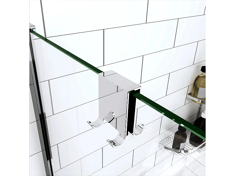 Crochets Doubles en Inox pour Paroi de Douche 8-10 mm - Fixation Sans Perçage, Style Moderne