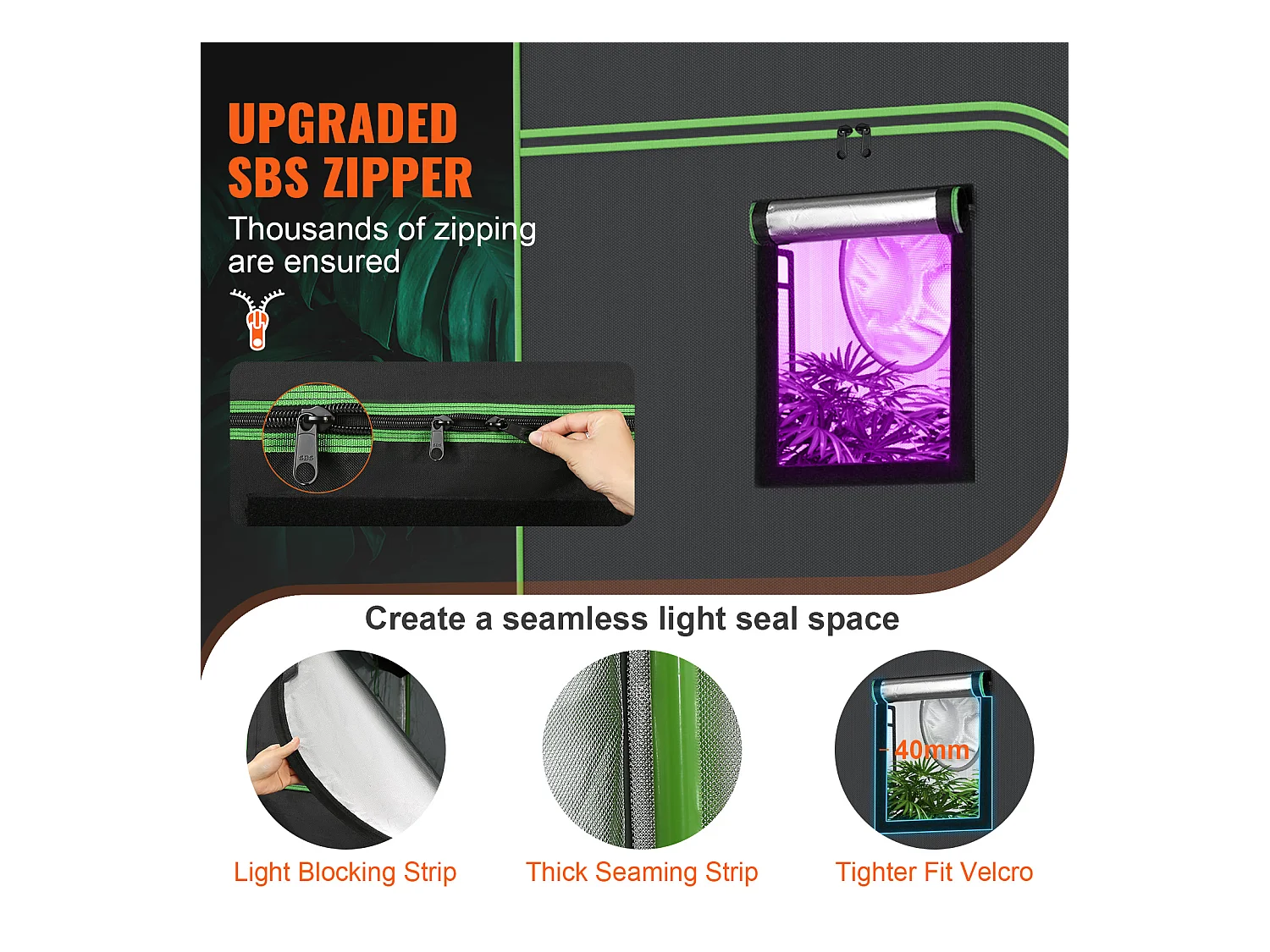 Tente de Culture SucceBuy Tente de Culture, 305 x 305 x 203 cm, Culture en Intérieur, Hydroponique, Fenêtre, Porte, Bac