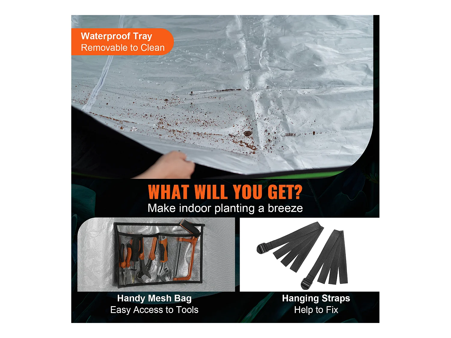 Tente de Culture SucceBuy Tente de Culture, 305 x 305 x 203 cm, Culture en Intérieur, Hydroponique, Fenêtre, Porte, Bac