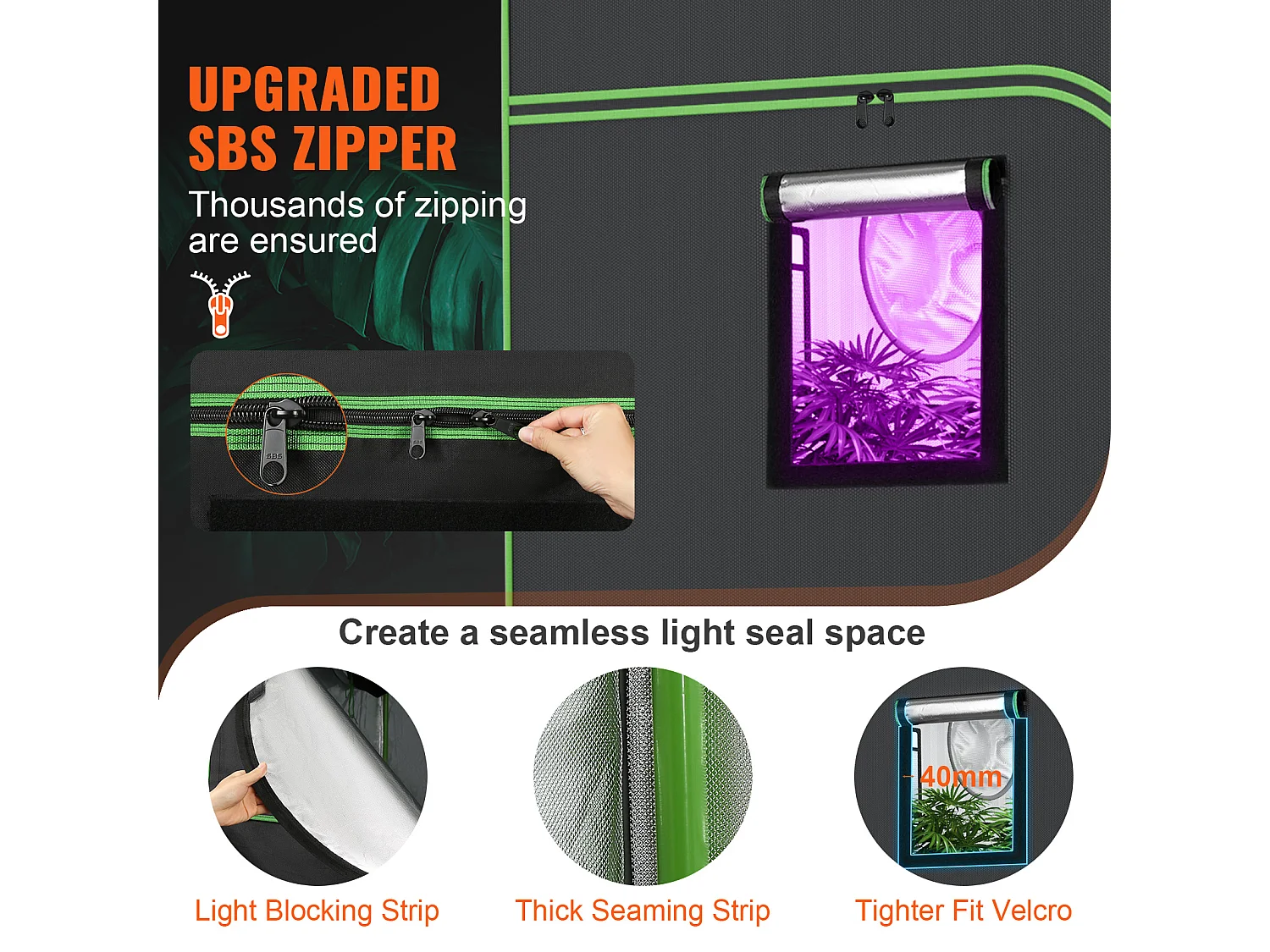 Tente de Culture SucceBuy Tente de Culture, 305 x 305 x 203 cm, Culture en Intérieur, Hydroponique, Fenêtre, Porte, Bac