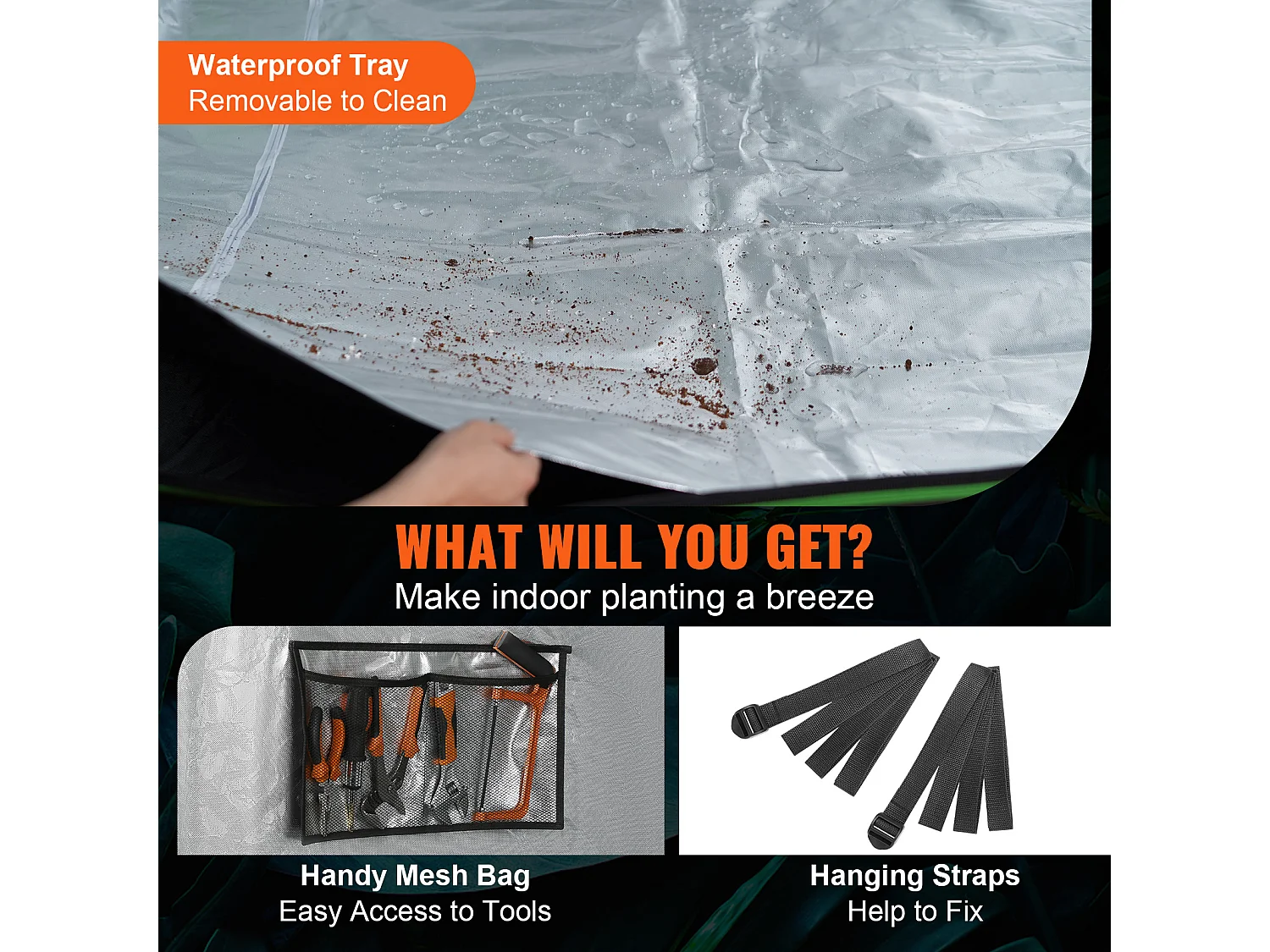 Tente de Culture SucceBuy Tente de Culture, 305 x 305 x 203 cm, Culture en Intérieur, Hydroponique, Fenêtre, Porte, Bac