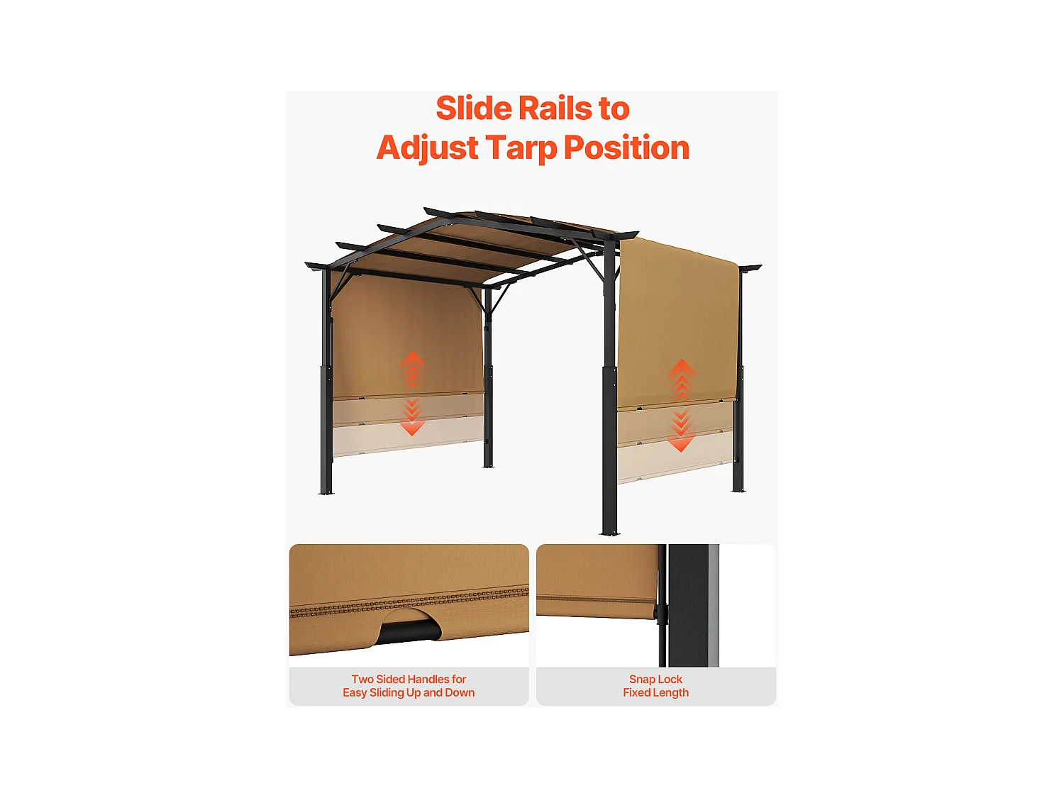 Pergola Rétractable SucceBuy Pergola Rétractable d'Extérieur 365.5 x 305 cm, Auvent Métallique Arqué pour Patio