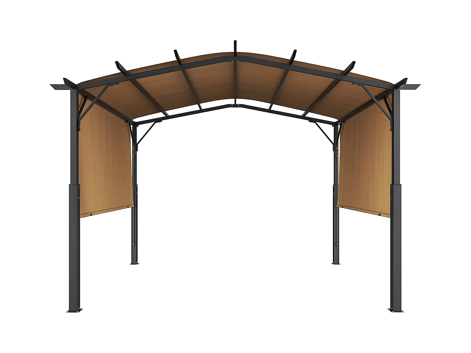 Pergola Rétractable SucceBuy Pergola Rétractable d'Extérieur 365.5 x 305 cm, Auvent Métallique Arqué pour Patio
