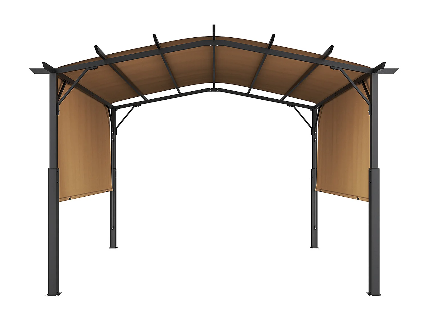 Intrekbare Pergola SucceBuy 365.5 x 305 cm Intrekbare Pergola voor Buiten, Gebogen Metalen Terrasoverkapping