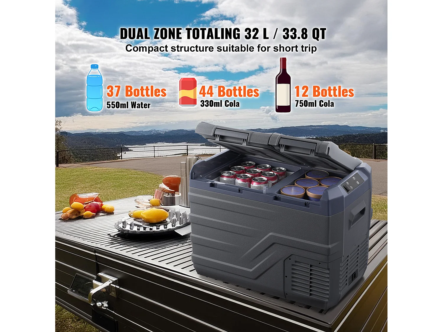 Przenośna Lodówka Samochodowa SucceBuy 32 L Podwójna Strefa do Samochodu i Domu