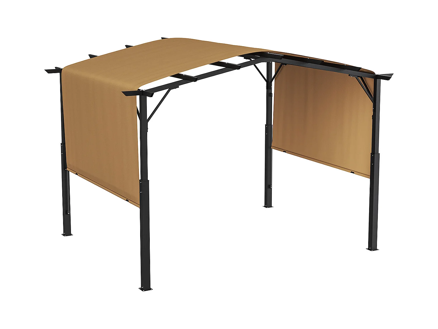 Pergola Rétractable SucceBuy Pergola Rétractable d'Extérieur 305 x 305 cm, Auvent Métallique Arqué pour Patio
