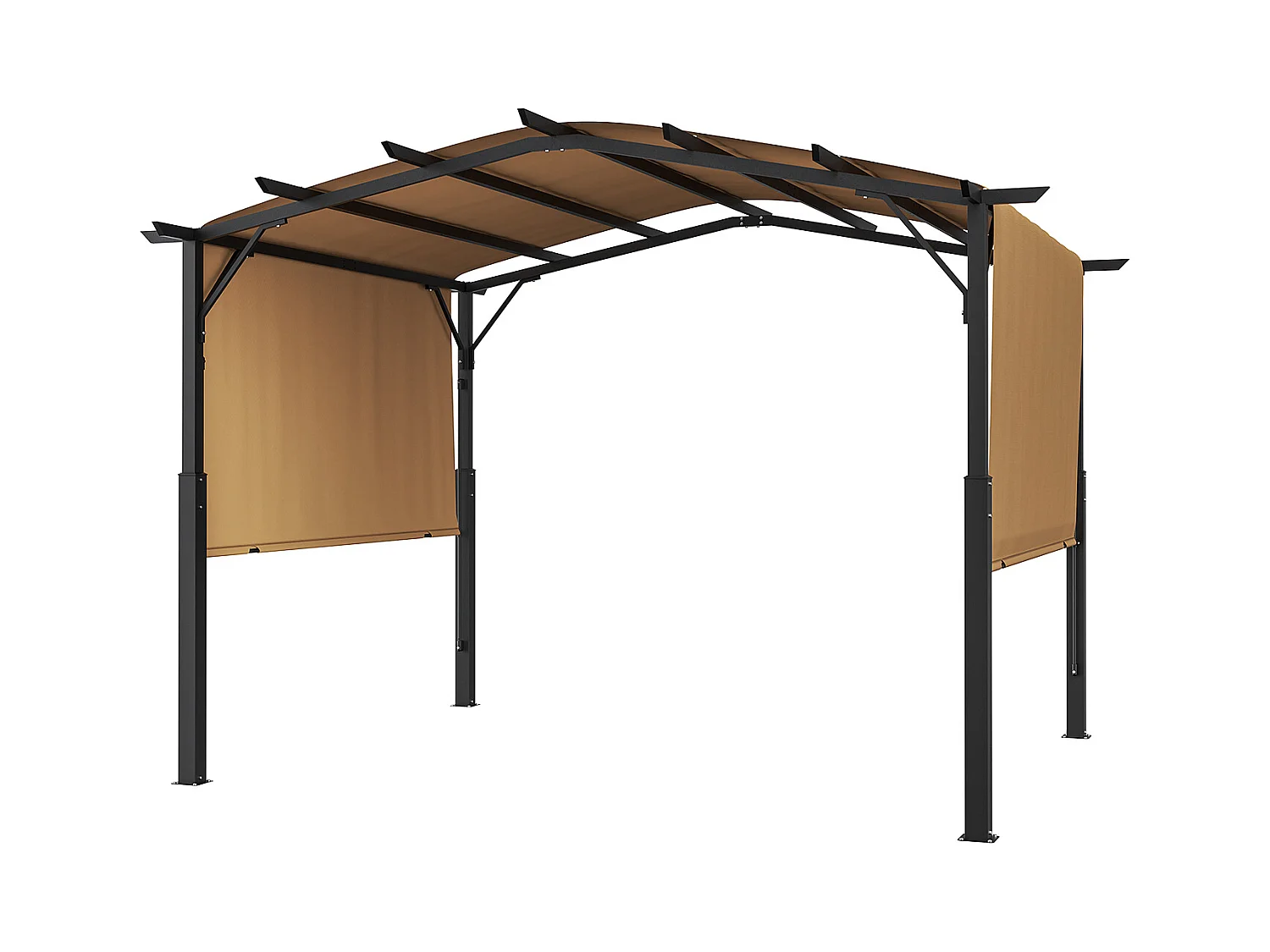 Pergola Rétractable SucceBuy Pergola Rétractable d'Extérieur 305 x 305 cm, Auvent Métallique Arqué pour Patio