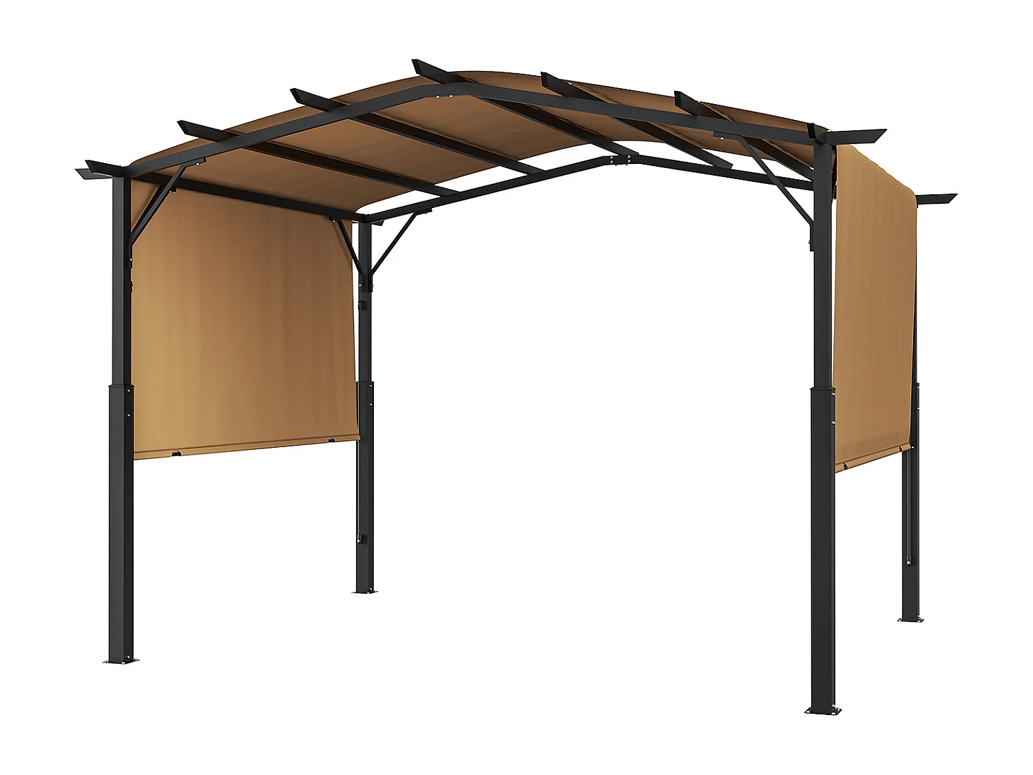 Intrekbare Pergola SucceBuy 305 x 305 cm Intrekbare Pergola voor Buiten, Gebogen Metalen Terrasoverkapping