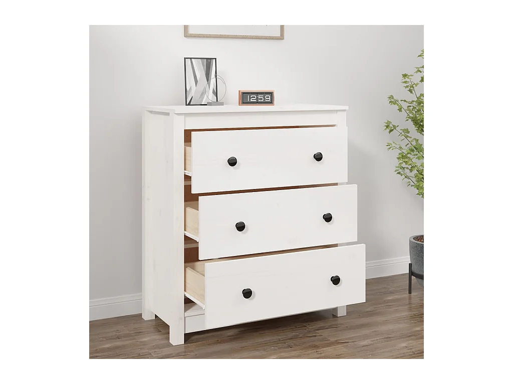 Buffet blanc 70x35x80 cm bois massif de pin