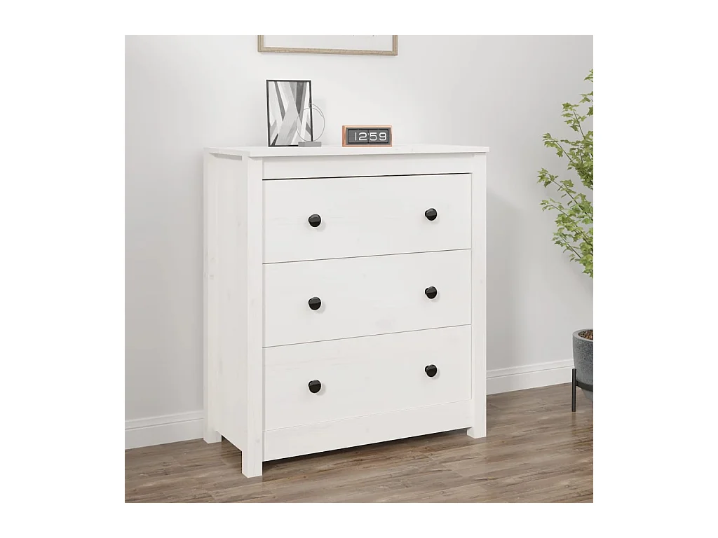 Buffet blanc 70x35x80 cm bois massif de pin