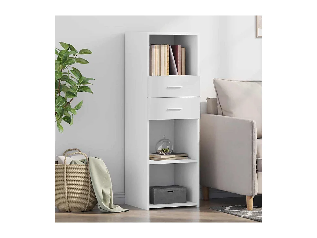 Credenza alta bianca 40x42,5x124 cm in legno ingegnerizzato