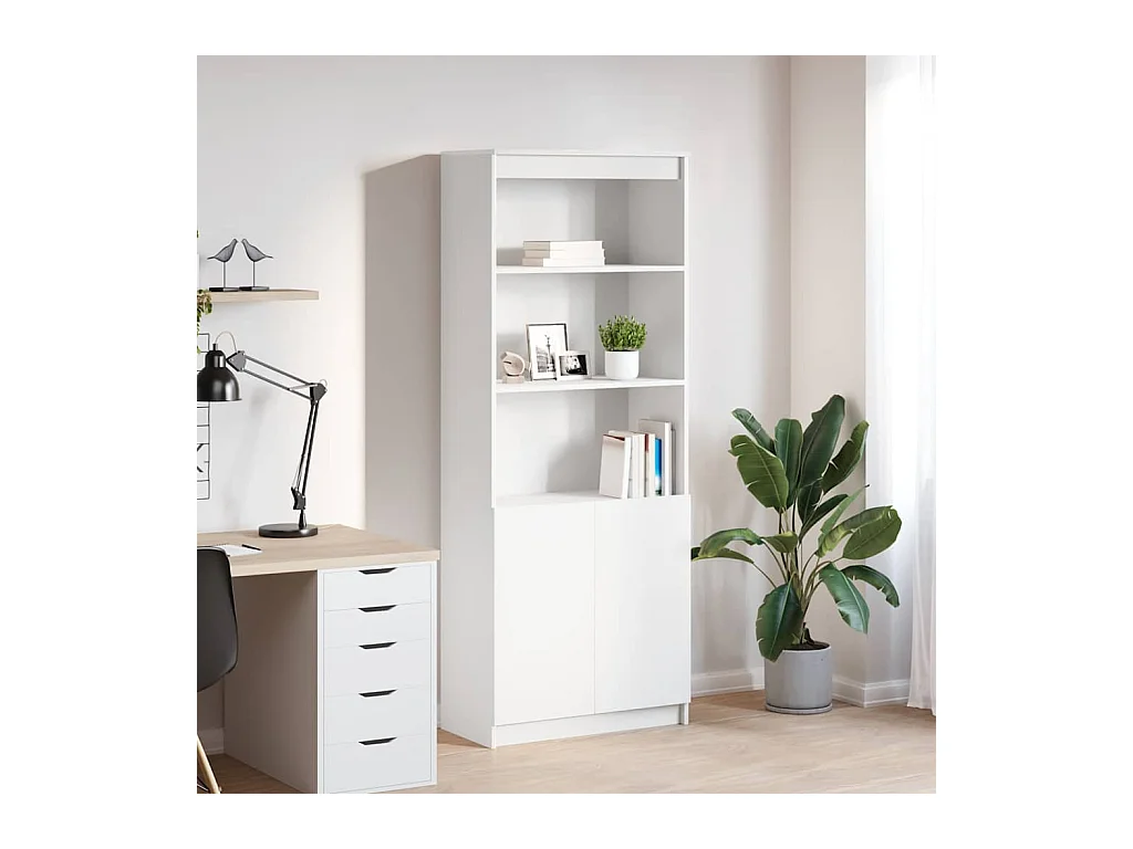 Buffet haut blanc 70x35x180 cm bois d'ingénierie