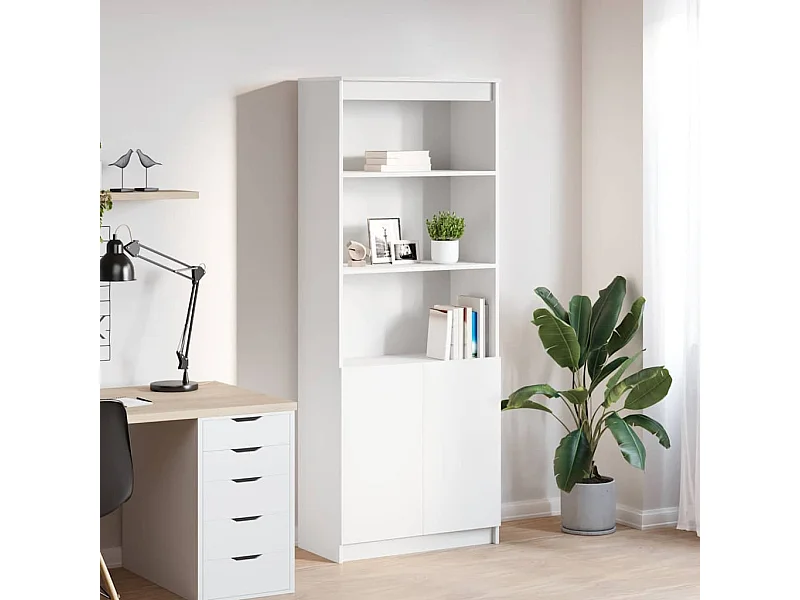 Buffet haut blanc 70x35x180 cm bois d'ingénierie