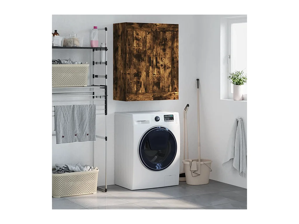 Armoire murale chêne fumé 69,5x34x90 cm bois d'ingénierie