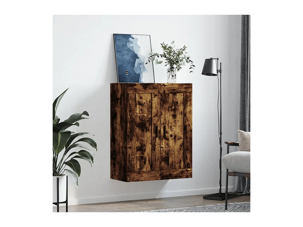 Armoire murale chêne fumé 69,5x34x90 cm bois d'ingénierie