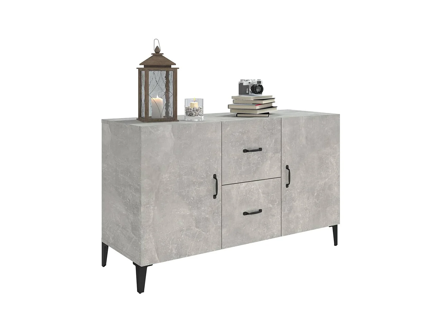 Buffet gris béton 100x36x60 cm bois d'ingénierie