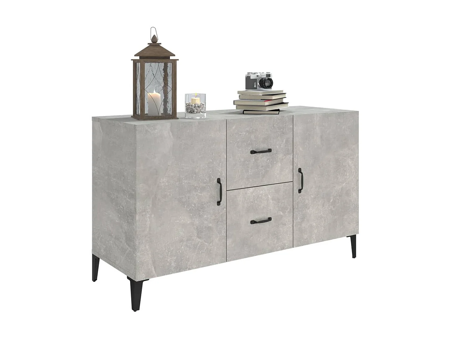 Buffet gris béton 100x36x60 cm bois d'ingénierie