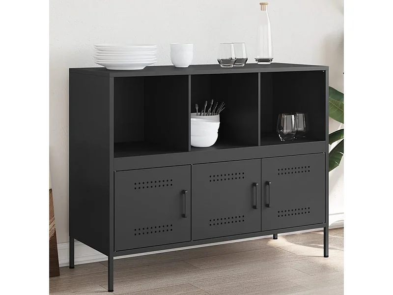 Schwarzes Sideboard 100,5x39x79 cm Stahl