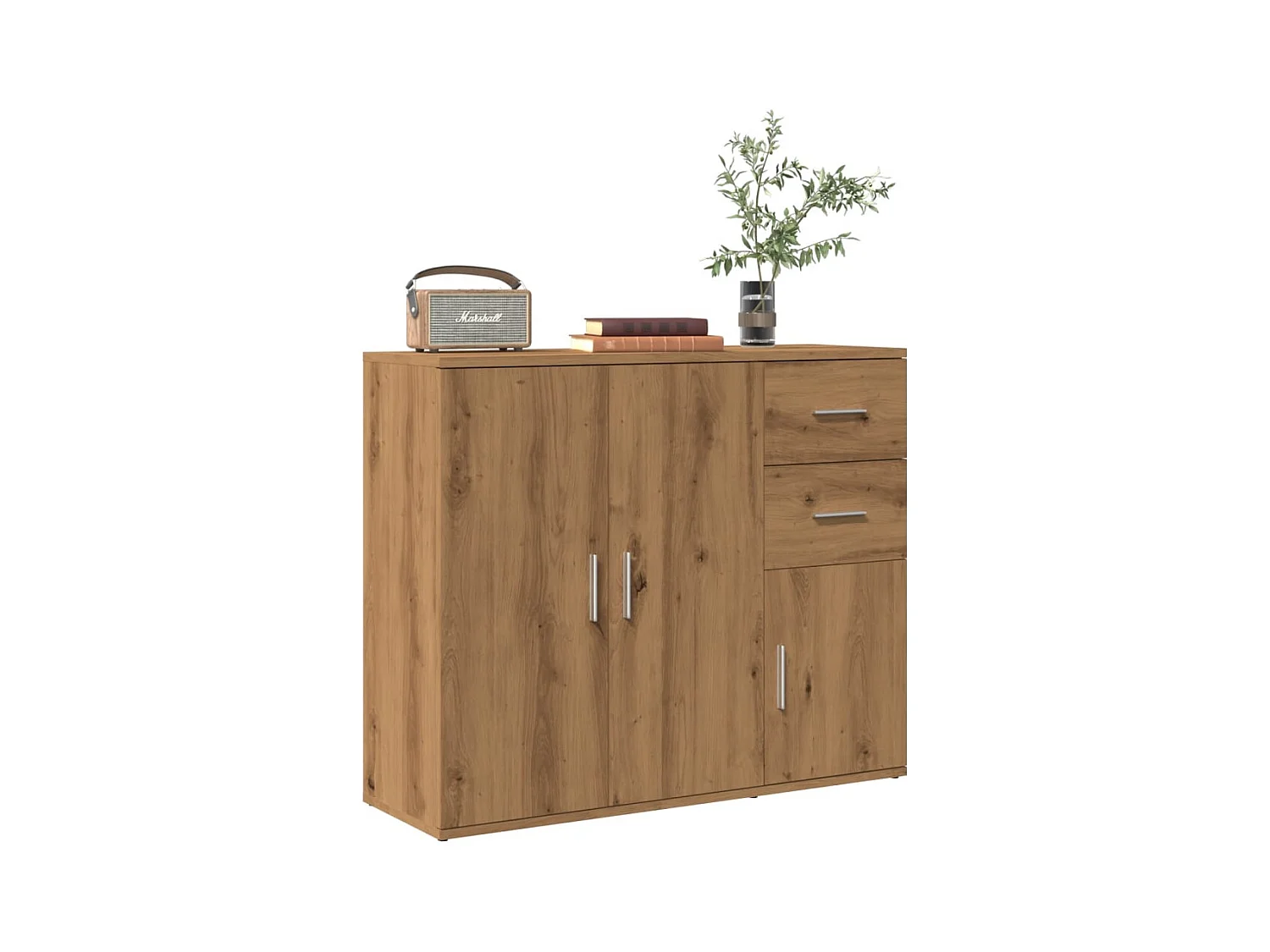 Buffet chêne artisanal 91x29,5x75 cm bois d'ingénierie