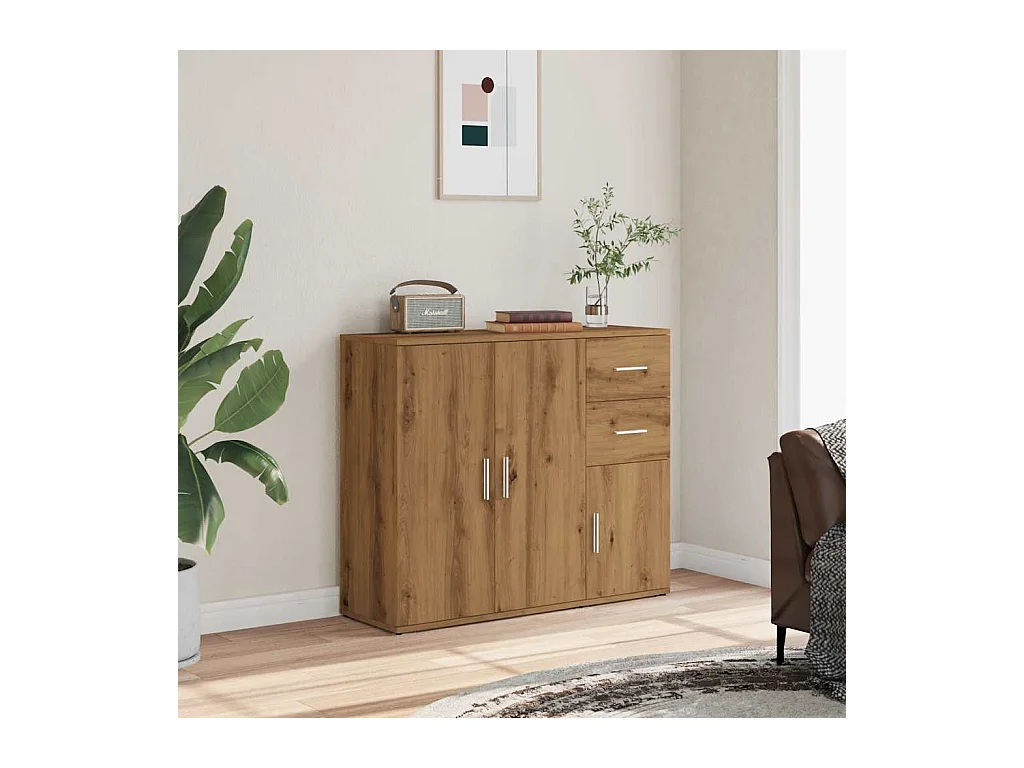 Buffet chêne artisanal 91x29,5x75 cm bois d'ingénierie