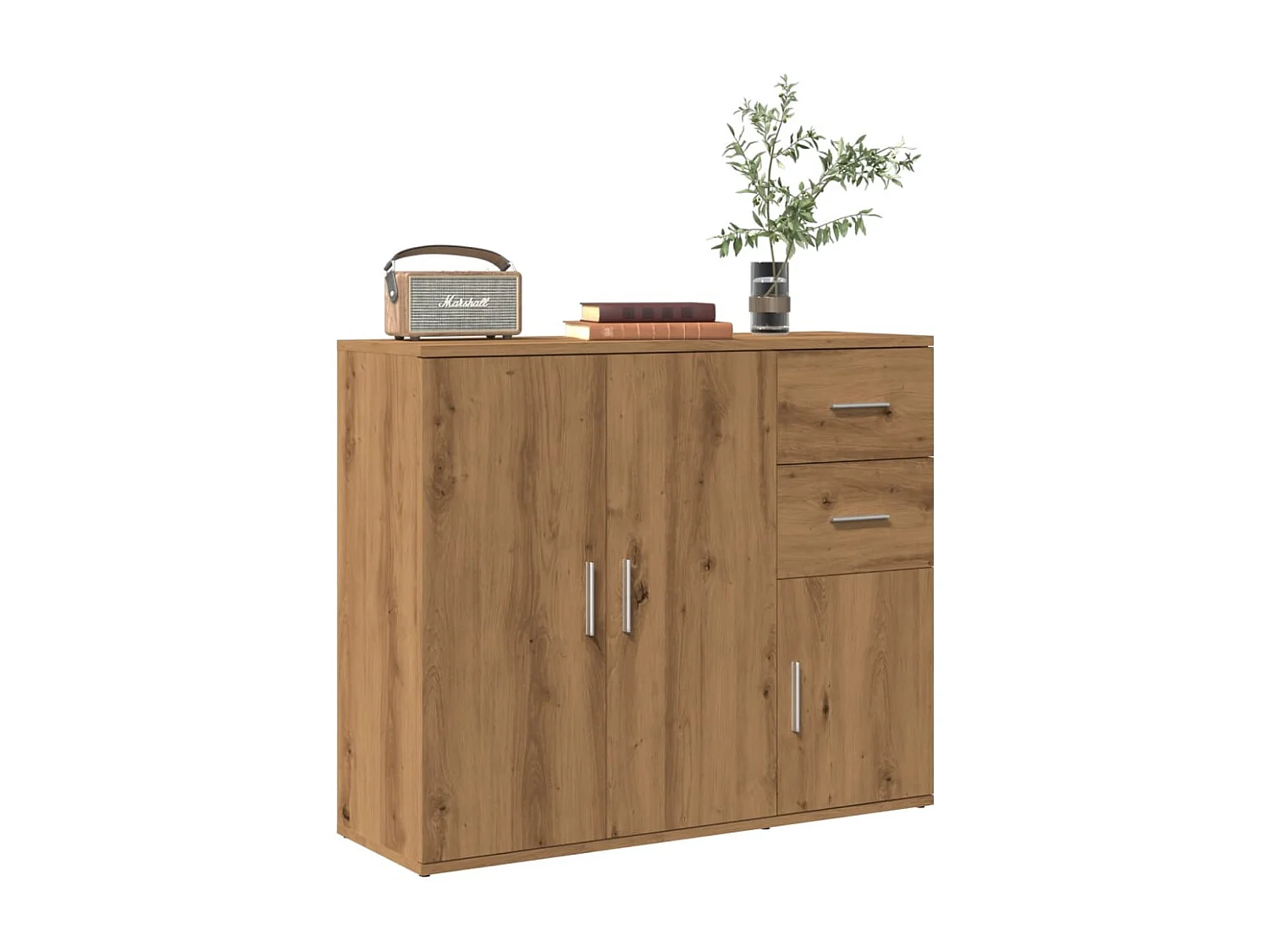 Aparador de roble artesanal 91x29,5x75 cm madera de ingeniería