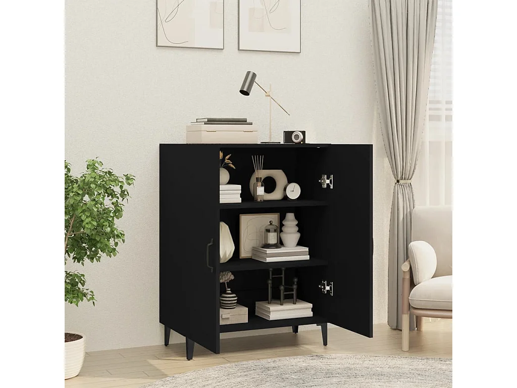 Buffet Noir 70x34x90 cm Bois d'ingénierie