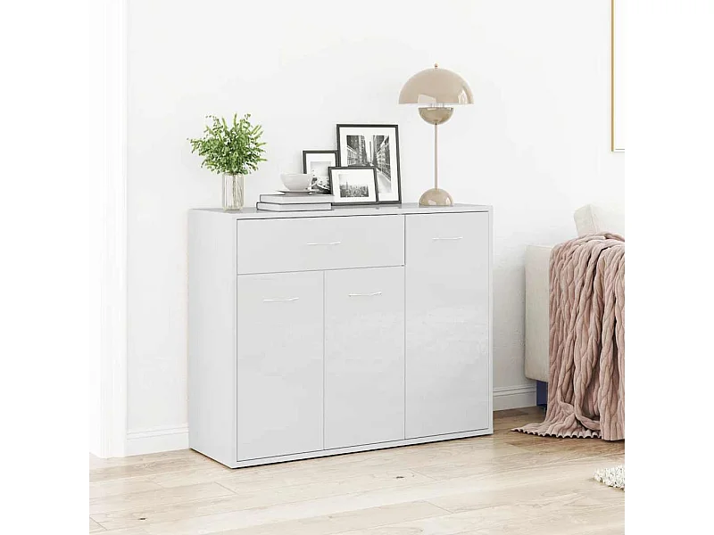 Credenza Bianco lucido 88x30x70 cm Legno composito