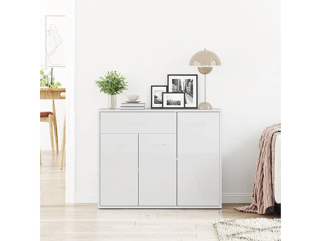 Buffet Blanc brillant 88x30x70 cm Bois d'ingénierie