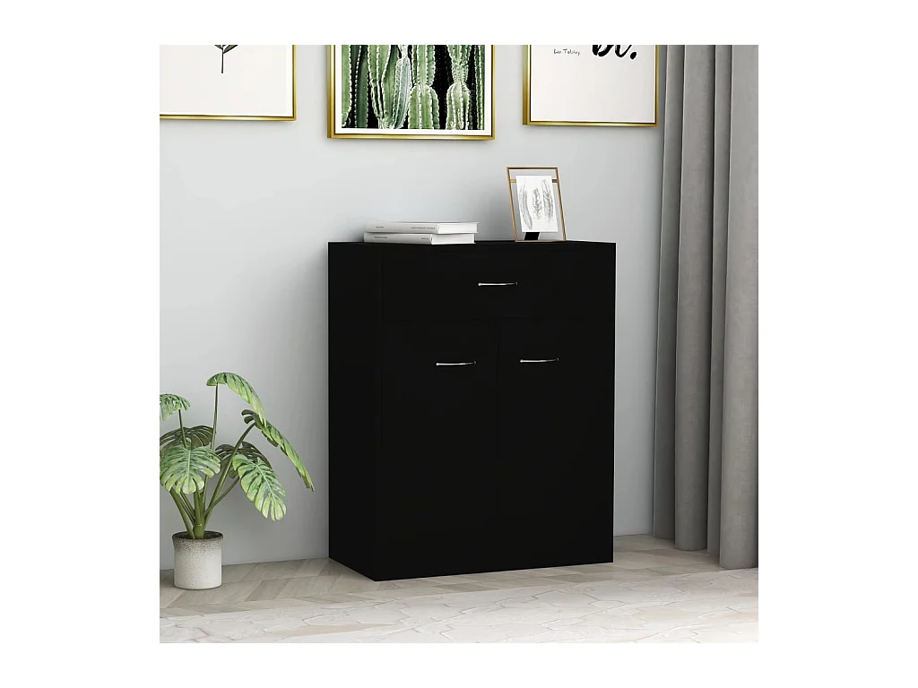 Buffet noir 60x30x75 cm bois d'ingénierie