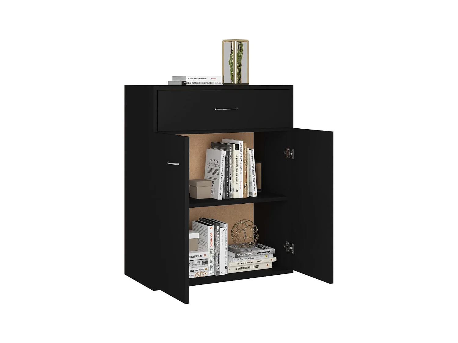 Buffet noir 60x30x75 cm bois d'ingénierie