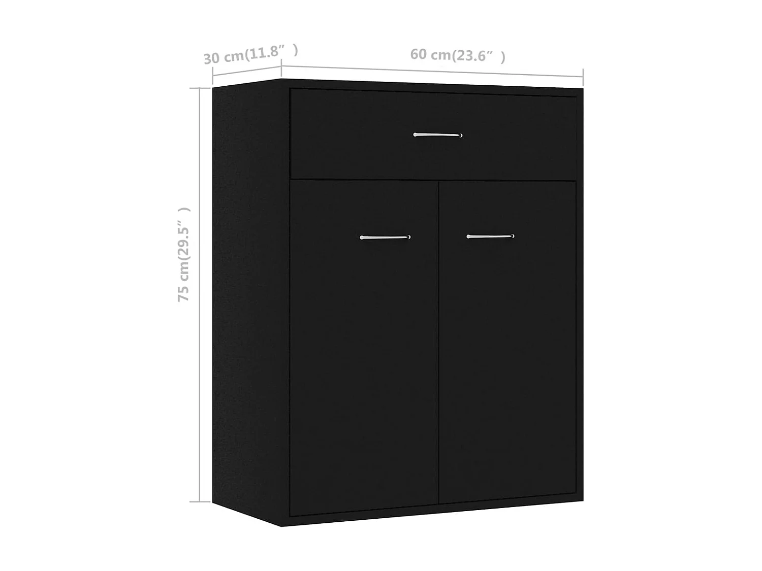 Buffet noir 60x30x75 cm bois d'ingénierie