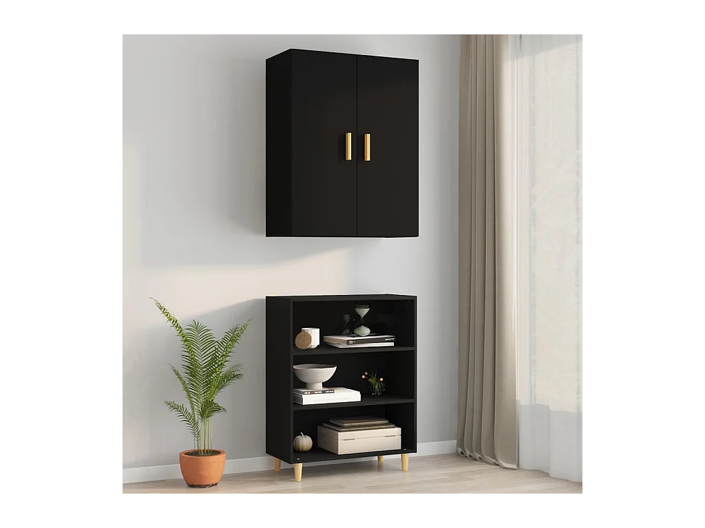 Mobiletto pensile nero 69,5x34x90 cm