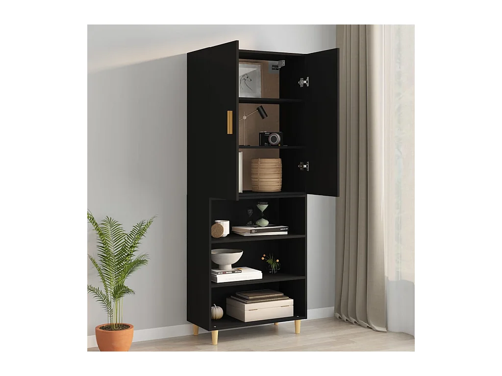 Mobiletto pensile nero 69,5x34x90 cm