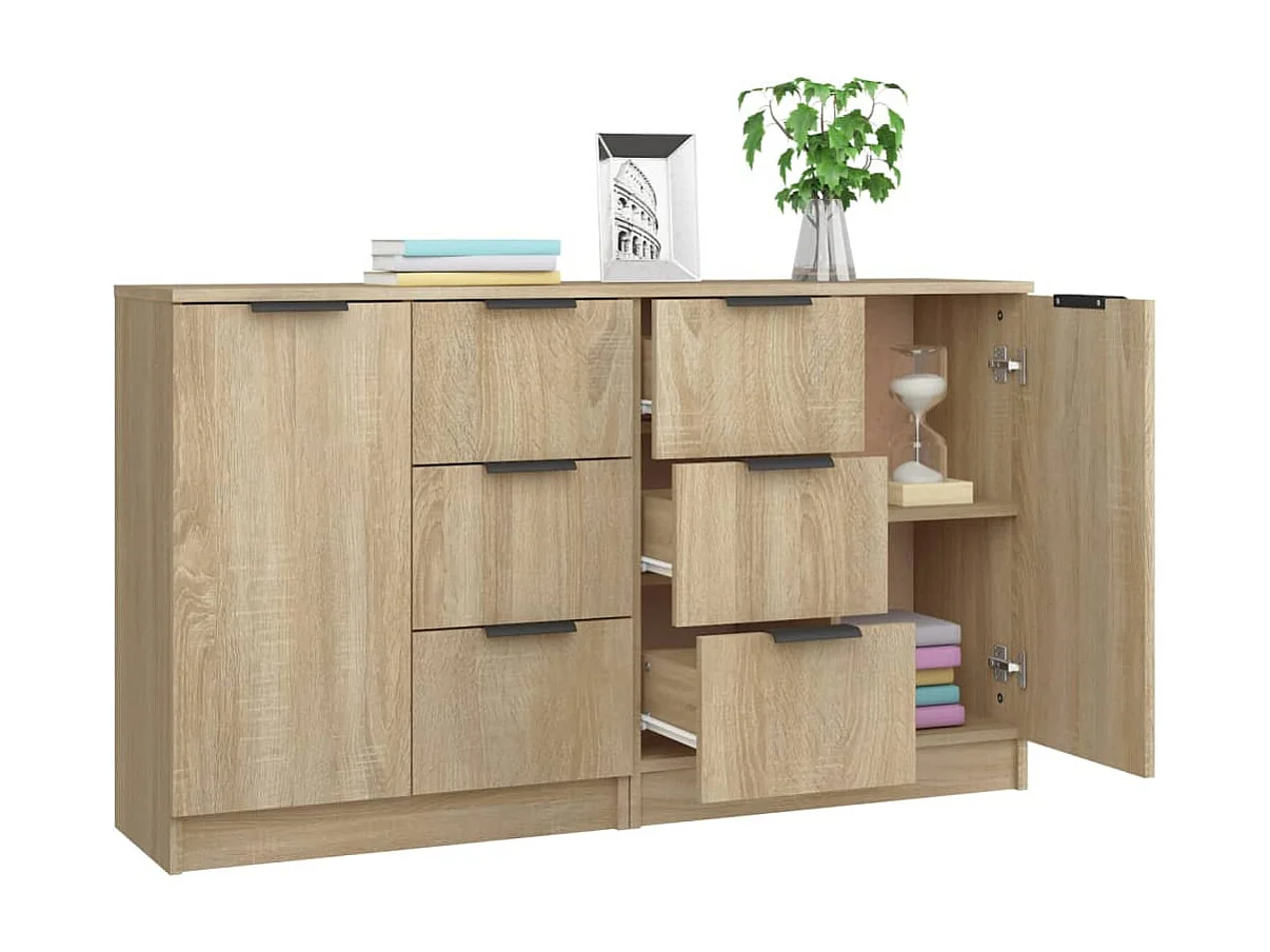 Dressoirs 2 stuks Sonoma eiken 60x30x70 cm Technisch hout