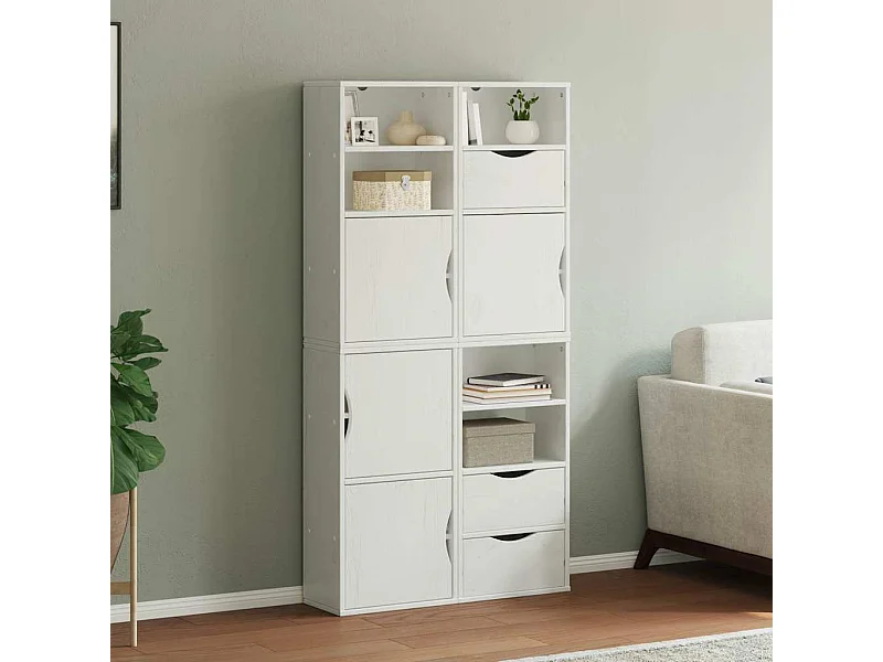 Armoires latérales 4 pcs ODDA blanc 40x24x79 cm bois massif pin