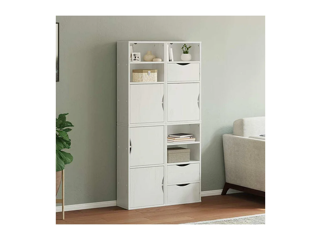ODDA 4-delige zijkasten, wit, 40x24x79 cm, massief grenenhout
