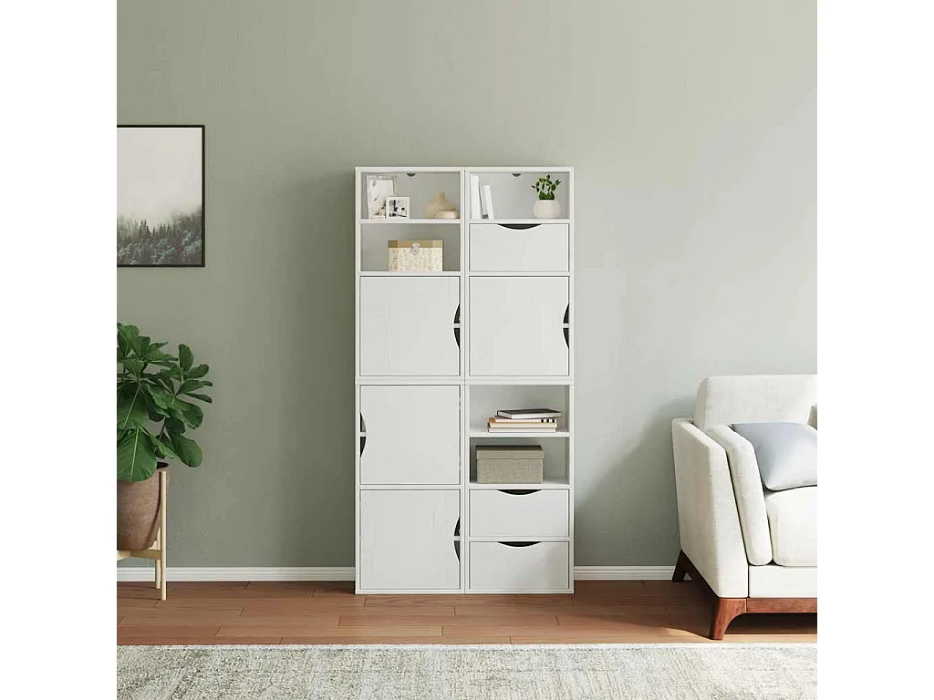 Armoires latérales 4 pcs ODDA blanc 40x24x79 cm bois massif pin