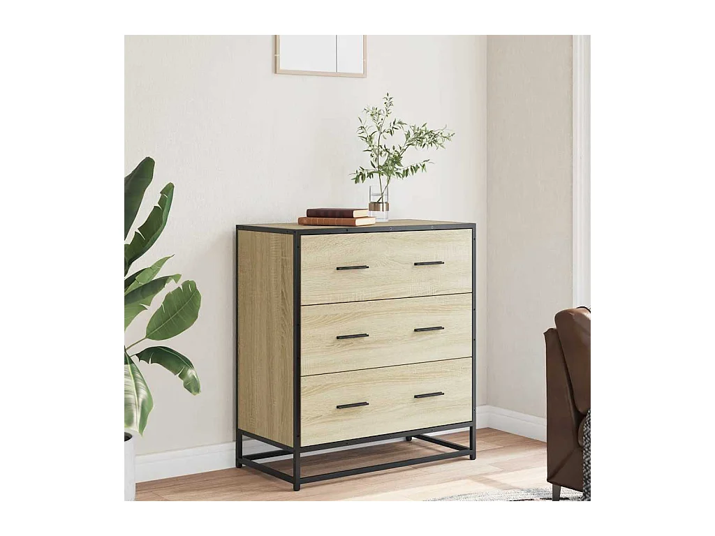 Sideboard aus Sonoma-Eiche, 68 x 35 x 76 cm, Holzwerkstoff und Metall