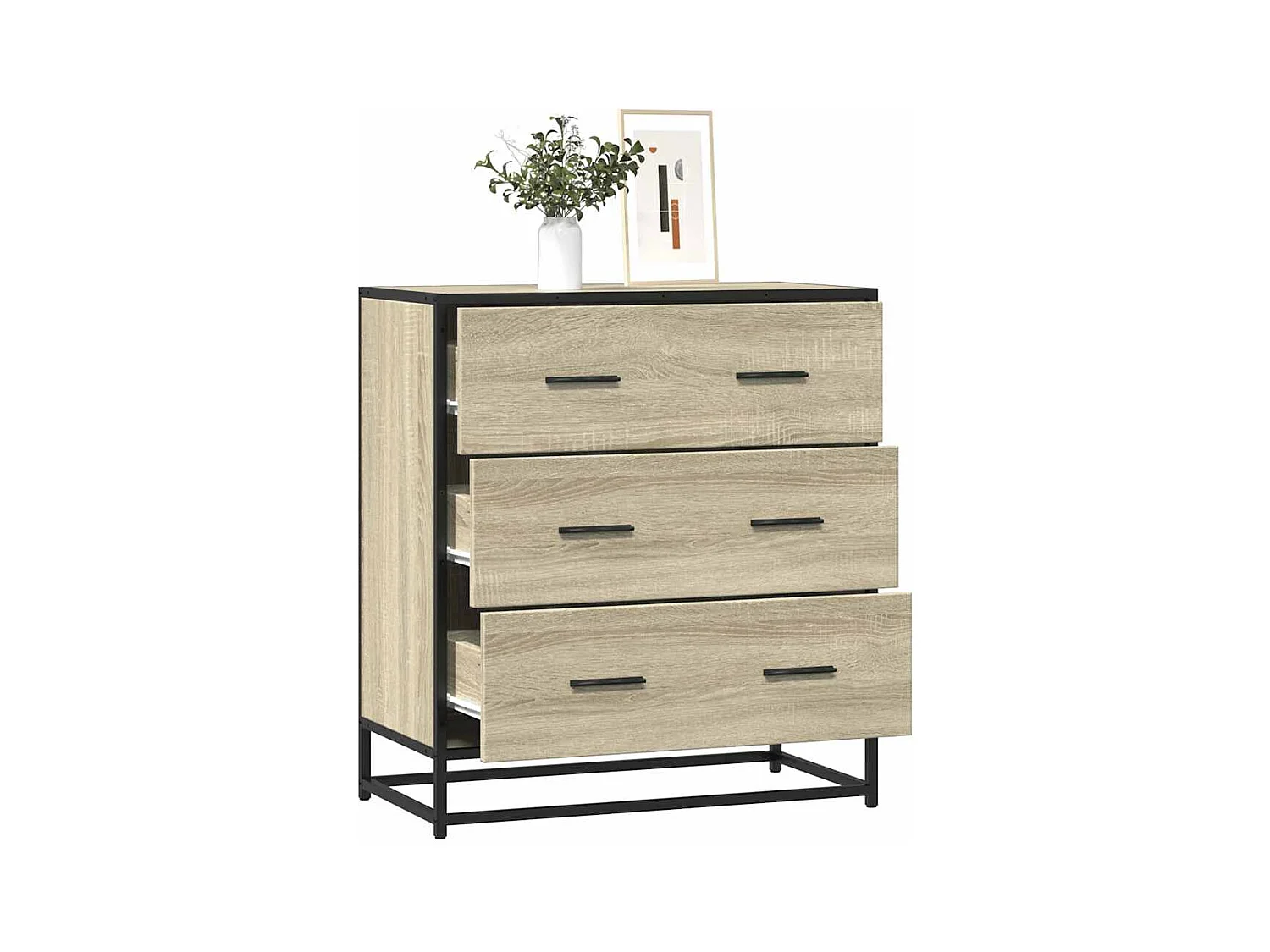 Sonoma eiken dressoir 68x35x76 cm bewerkt hout en metaal