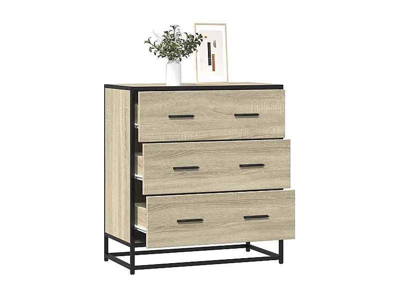 Buffet chêne sonoma 68x35x76 cm bois d'ingénierie et métal