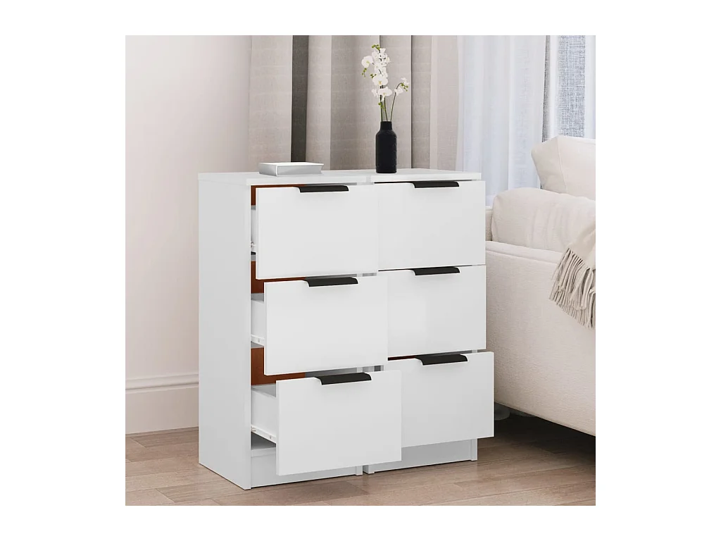 Buffets 2 pcs blanc 30x30x70 cm bois d'ingénierie