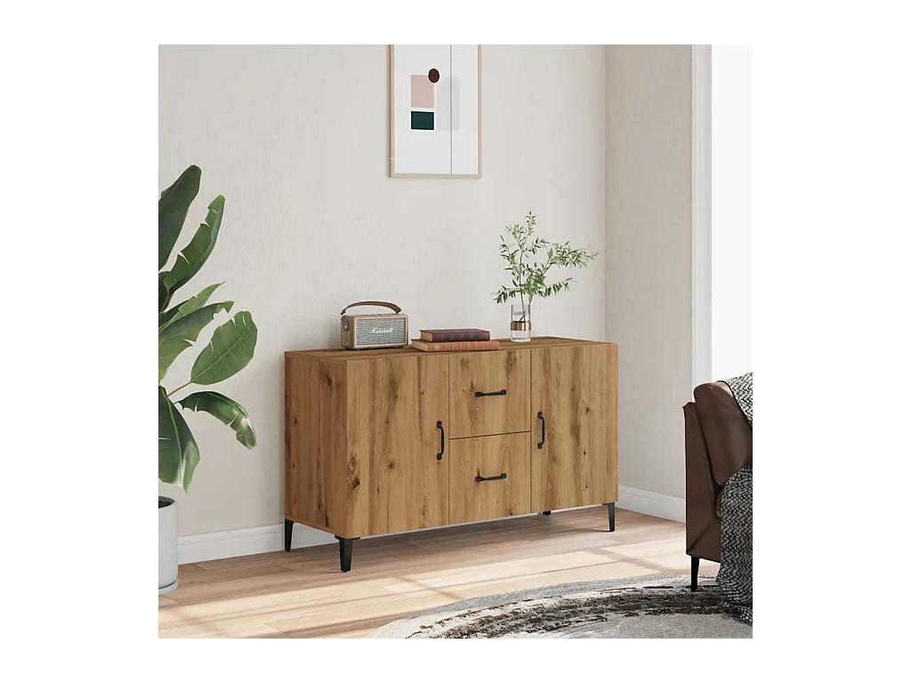 Buffet chêne artisanal 100x36x60 cm bois d'ingénierie