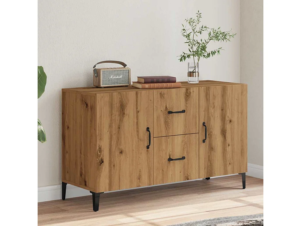 Buffet chêne artisanal 100x36x60 cm bois d'ingénierie