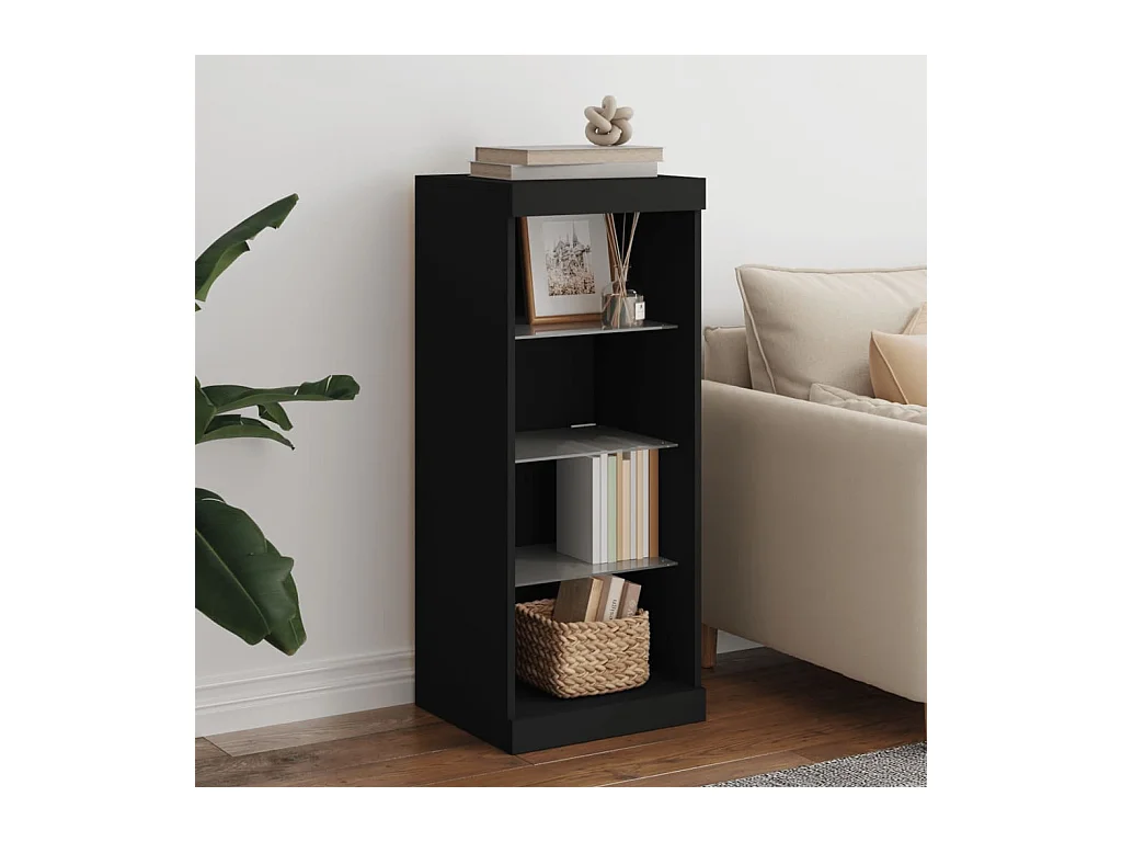 Buffet avec lumières LED noir 41x37x100 cm