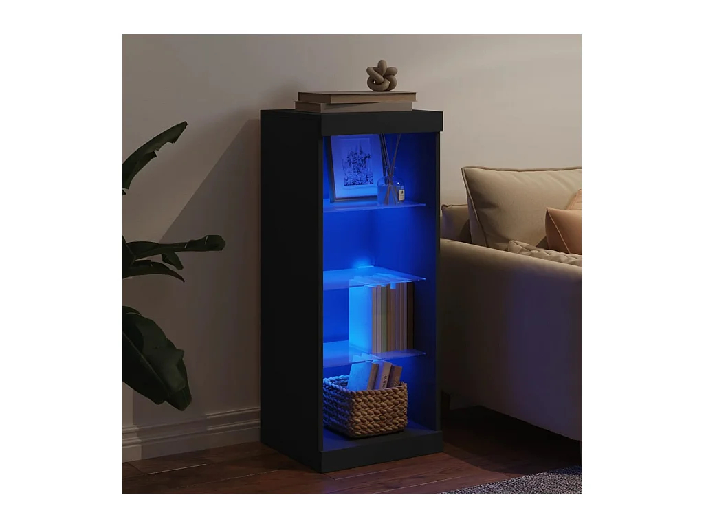 Buffet avec lumières LED noir 41x37x100 cm
