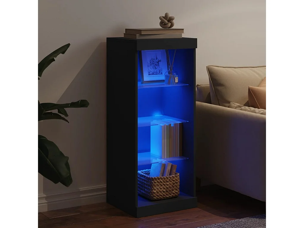Buffet avec lumières LED noir 41x37x100 cm