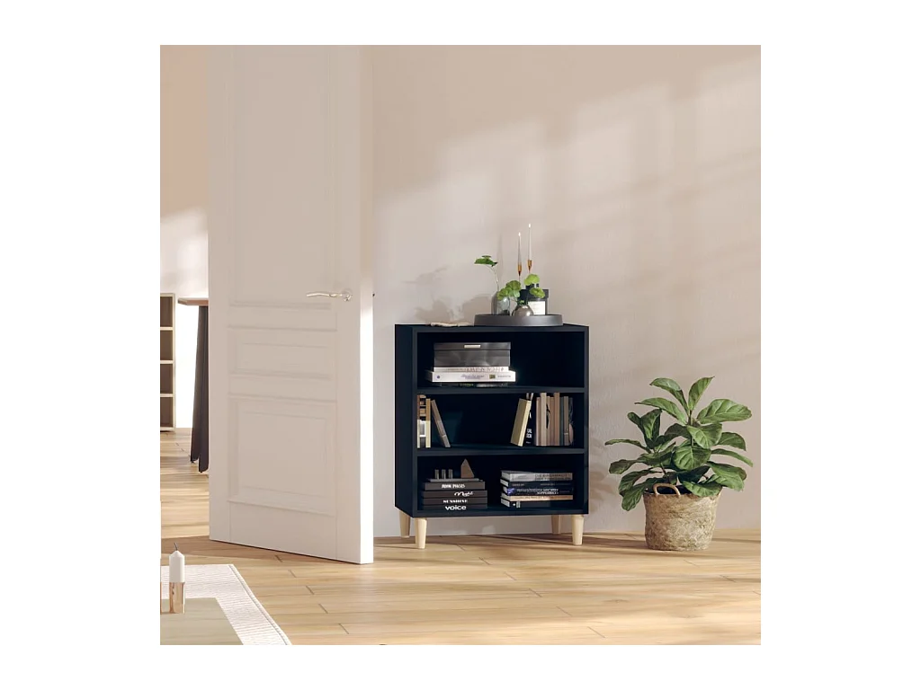 Buffet noir 57x35x70 cm bois d’ingénierie