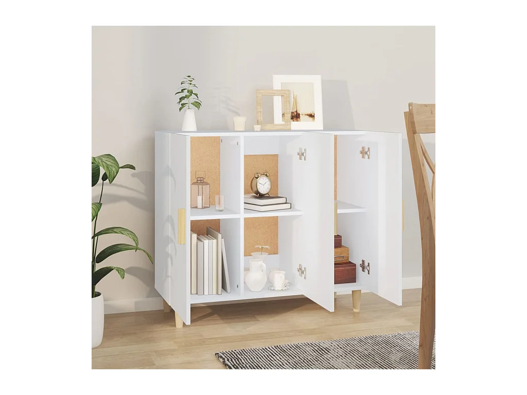 Buffet blanc 90x34x80 cm bois d'ingénierie