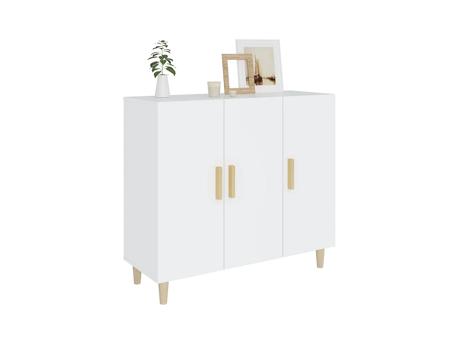 Buffet blanc 90x34x80 cm bois d'ingénierie