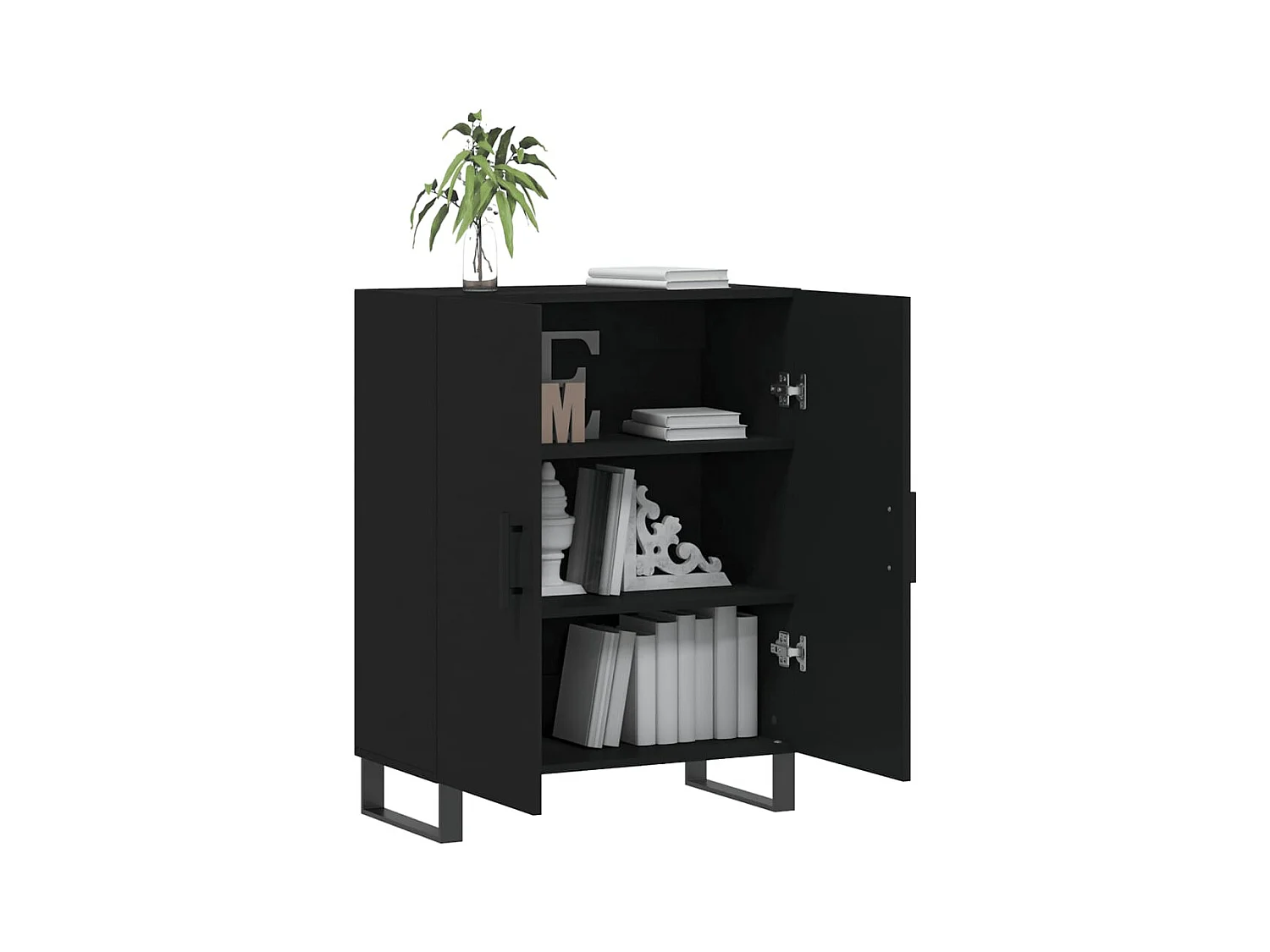 Buffet noir 69,5x34x90 cm bois d'ingénierie